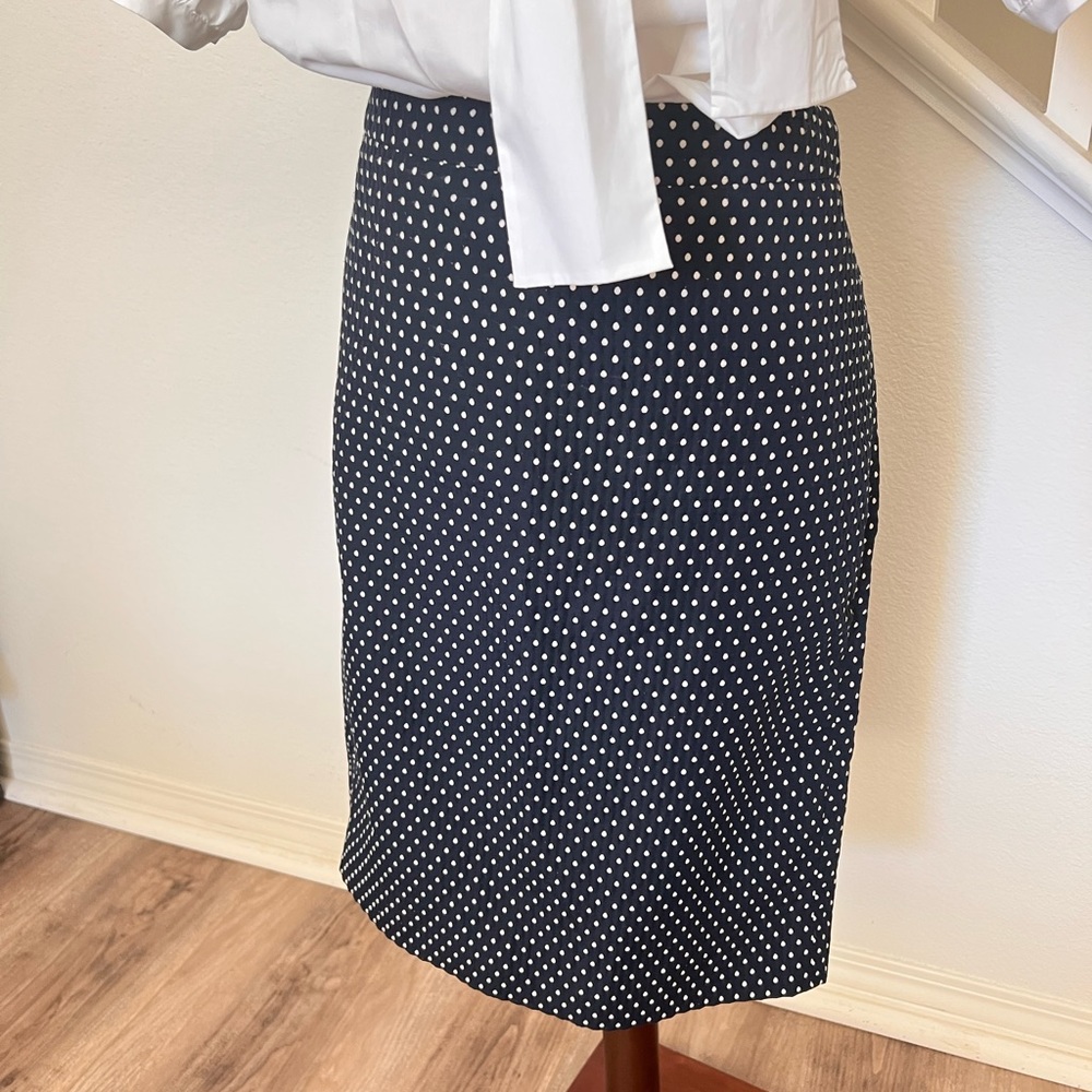 J.Crew navy white polka dot pencil skirt size 4